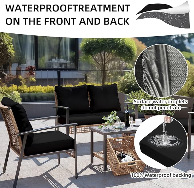 14Pcs Outdoor Cushion Covers, Patio Cushion Covers, Stretch Elastic Slipcovers - Image 4