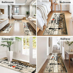 Non Slip Kitchen Mats for Floor Washable Kitchen Rugs 3 Piece,Coffe Wooden