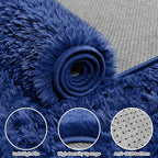 8x10 Area Rugs for Living Room Rug: Soft Fluffy Shag Navy Blue Rugs for Bedroom - Image 8