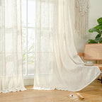 LAMIT Natural Ivory Semi Sheer Linen Curtains 84 inch Long, Cream White Light - Image 9