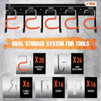 68'' All Metal Adjustable Garden Tool Organizer: Garage Tool Organizer Wall Mount with Orange Hooks, Garage Organizers and Storage, Tool Hangers for Shed