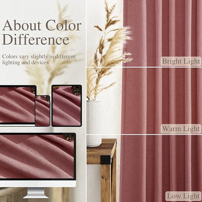 Extra Long Canyon Rose Linen Curtains 120 Inch - Image 3