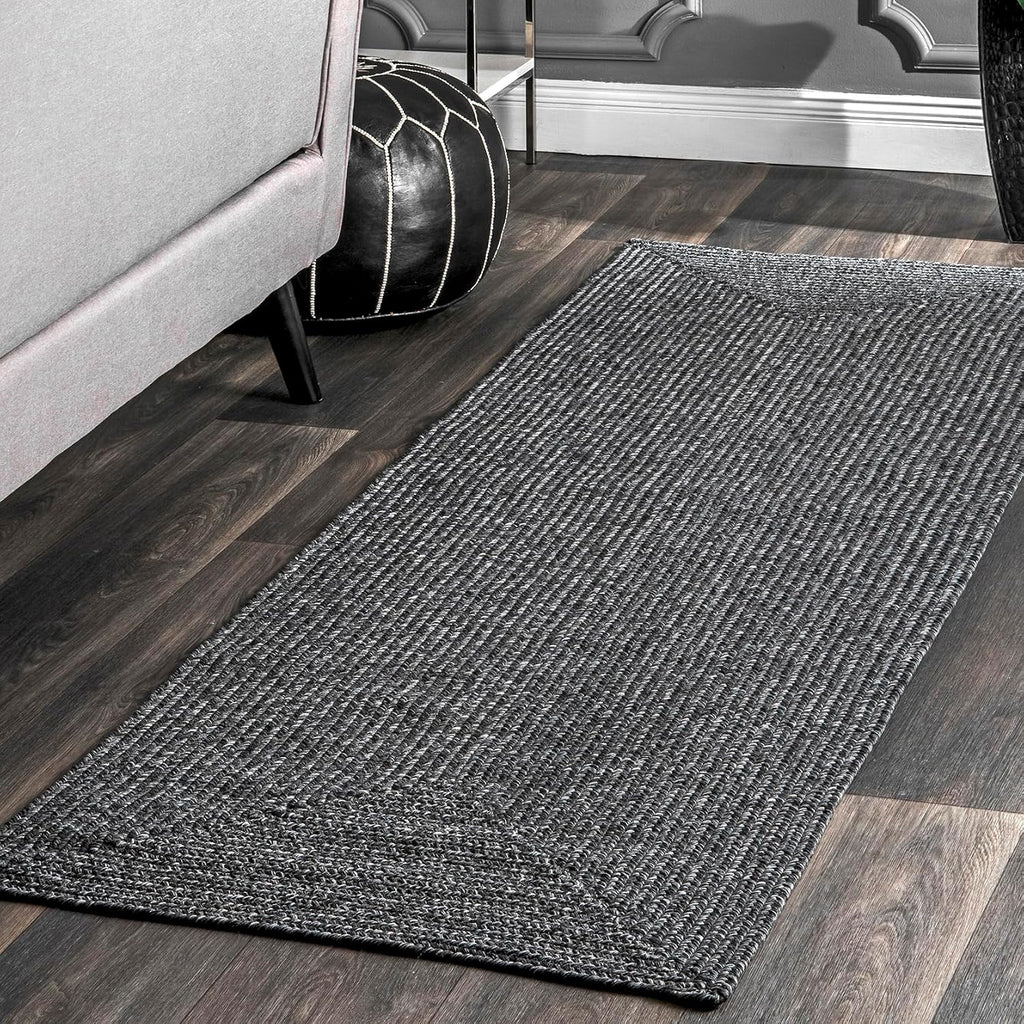 nuLOOM Wynn Charcoal Solid Power Loomed Indoor/Outdoor Runner Rug, 2' x 12'