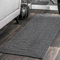 nuLOOM Wynn Charcoal Solid Power Loomed Indoor/Outdoor Runner Rug, 2' x 12'