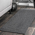 nuLOOM Wynn Charcoal Solid Power Loomed Indoor/Outdoor Runner Rug, 2' x 12'