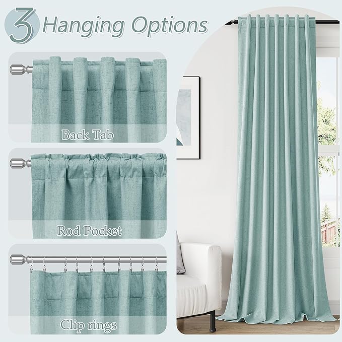 Guken 100% Blackout Linen Curtains 102 Inch Length 2 Panels Set - Image 6