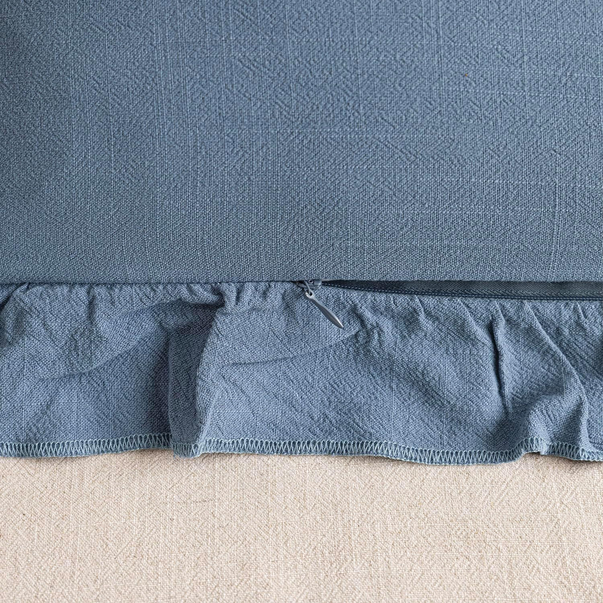 Foindtower Linen Fringe Ruffle Throw Pillow Covers 20×20 Inch Coronet Blue