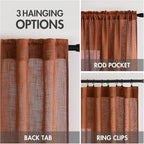 MIULEE Burnt Orange Linen Curtains 90 Inch Long - Image 3