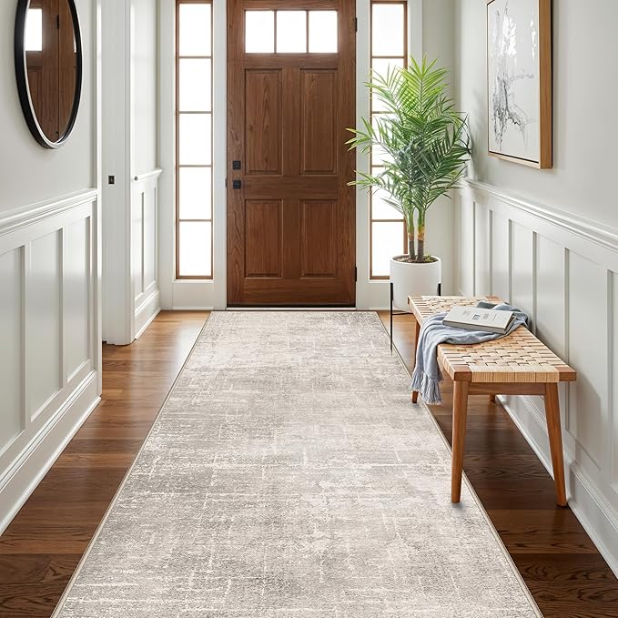 Hallway 4x10 Washable Runner Rug:Stain Resistant Abstract Rug - Image 4