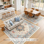 Area Rugs 8'x10' Washable Non-Slip, Floral Vintage Distress Print Pattern - Image 4