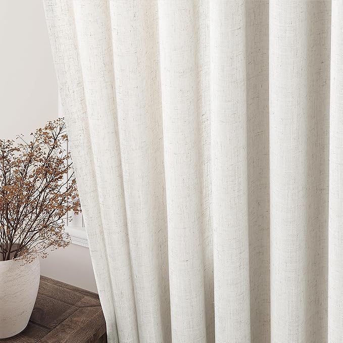 Cream Linen Back Tab Curtains 84 Inch Length - Image 2