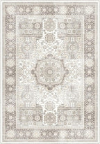 8x10 Rug - Cream & Grey Area Rug - Foldable Non Slip Vintage Rugs - Image 3