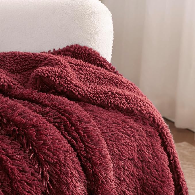 Bedsure GentleSoft Fluffy Burgundy Red Throw Blanket, Maroon Red Decor Gifts - Image 4