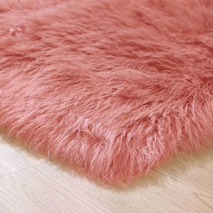 Goolela Pink Area Rug 9x12 Fluffy Fuzzy Furry Rug - Image 7