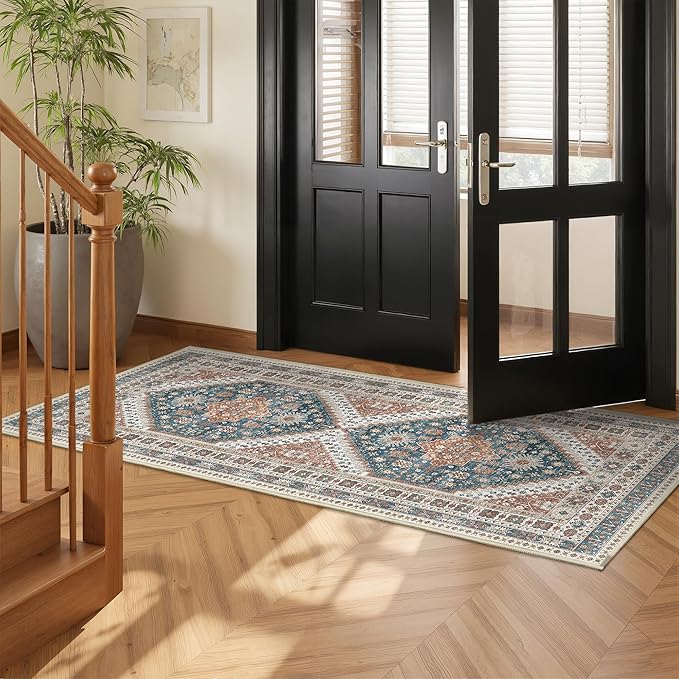 2x5 Rug Runner Washable for Entryway, Soft Bathroom Rugs by Restydon