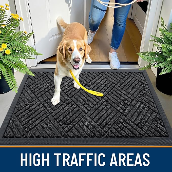 OLANLY Front Door Mat Outside Entrance 33x21, Heavy Duty Sturdy Natural Rubber - Image 5