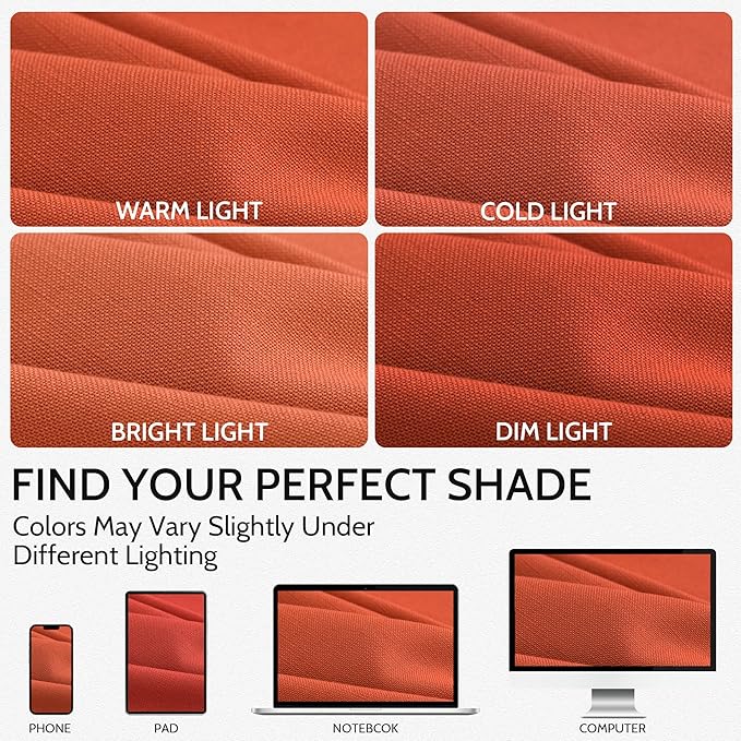 Nanspring Bright Orange Linen Blend Light Filtering Back Tab Curtains 96 Inches - Image 4