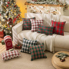 AQOTHES Christmas Plaid Decorative Throw Pillow Covers Red Green 18x18
