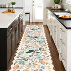 Washable Hallway 2'6x12 Runner Rug: Floral Scalloped Rug - Image 2