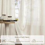 LAMIT Natural Ivory Semi Sheer Linen Curtains 84 inch Long, Cream White Light - Image 8