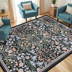 6x9 Area Rugs for Living Room: Floral Washable Rug Vintage Large Soft Boho - Image 2