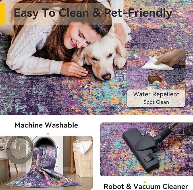 Washable Area Rugs 5'x8' Non-Slip Modern Abstract Soft - Image 5