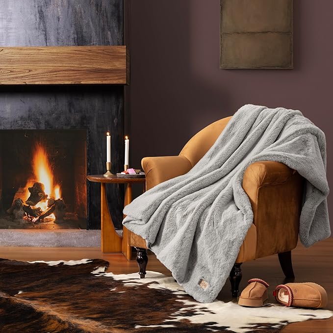 UGG Euphoria Faux Fur Throw Blanket, Oversized Warm Throw - Image 2
