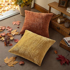decorUhome Rust Chenille Throw Pillow Covers 18x18 Set of 2 Textured Soft Cozy - Image 8