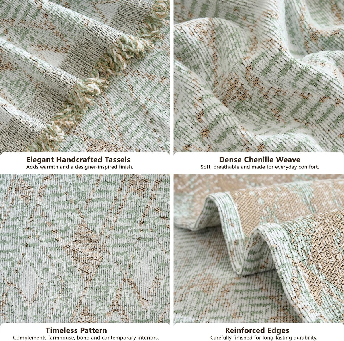 Carriediosa Farmhouse Diamond Pattern Chenille Couch Cover for Sofa 71x118