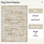 Area Rug 10x12 Vintage Washable Living Room Large Carpet Non Slip Bedroom - Image 5