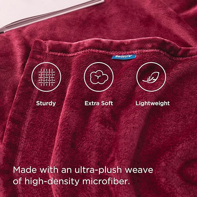 Bedsure GentleSoft Fleece Throw Blanket Red - Image 4