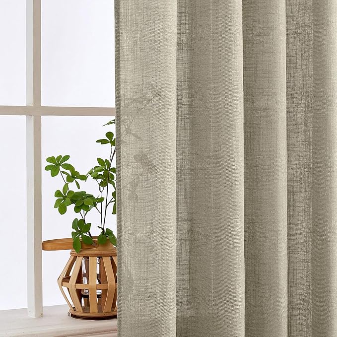 MIULEE Oatmeal Linen Curtains 72 Inch Length 2 Panels - Image 5