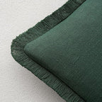 MIULEE Decorative Throw Pillow Covers Neutral Linen Fringe Throw Pillows Euro - Image 3
