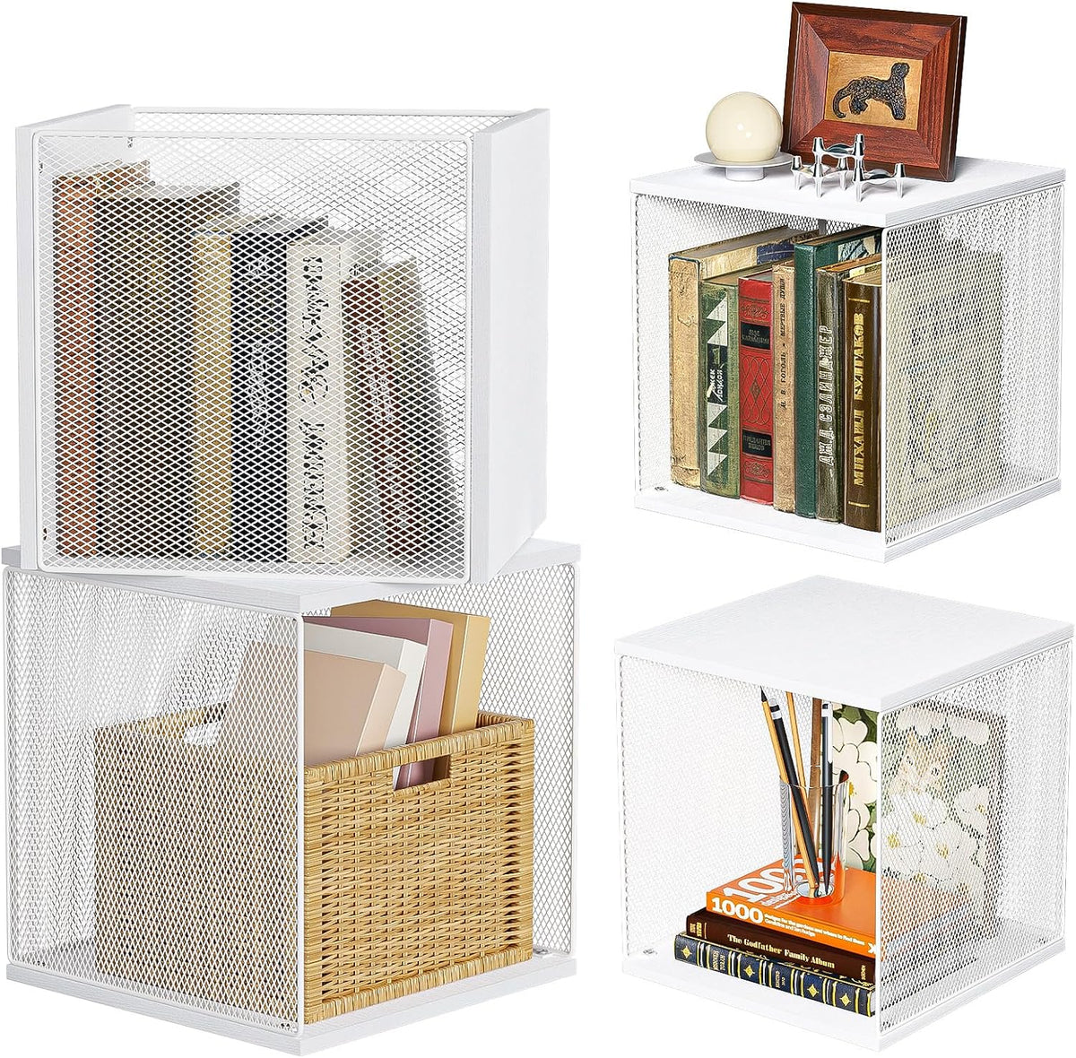 Dmevkic 2 Cube Small Bookcase,Bookshelf for Small Spaces Book Shelf,12.2 x 12.2 x 12.2, DIY Variable Stackable Cube Storage for Living Room,Office,Bedroom