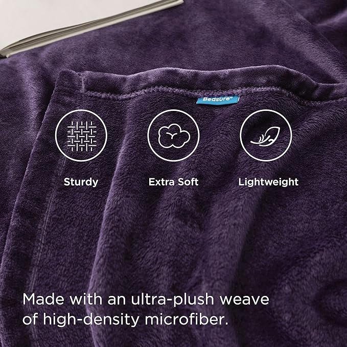 Bedsure GentleSoft Fleece Bed Blankets Large Size Purple - Image 4