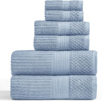 100% Cotton Bath Towel Set | 6-Piece Set | Textured | Blue
