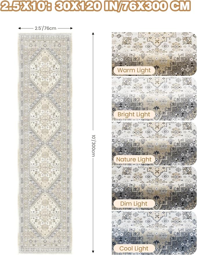 Kitchen Runner Rug Non Slip Washable 2.5x10, Soft Ultra-Thin Entryway Rug - Image 2