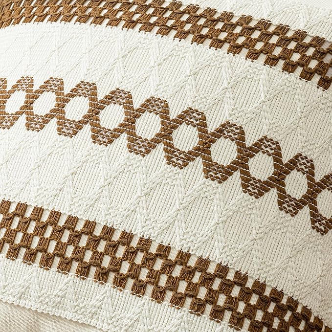 MIULEE Set of 2 Coco Brown Boho Decorative Lumbar Pillow Covers 12x20 Inch - Image 4