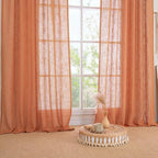LAMIT Burnt Orange Sheer Linen Curtains, 84 inch Light Filtering Semi Sheer - Image 9