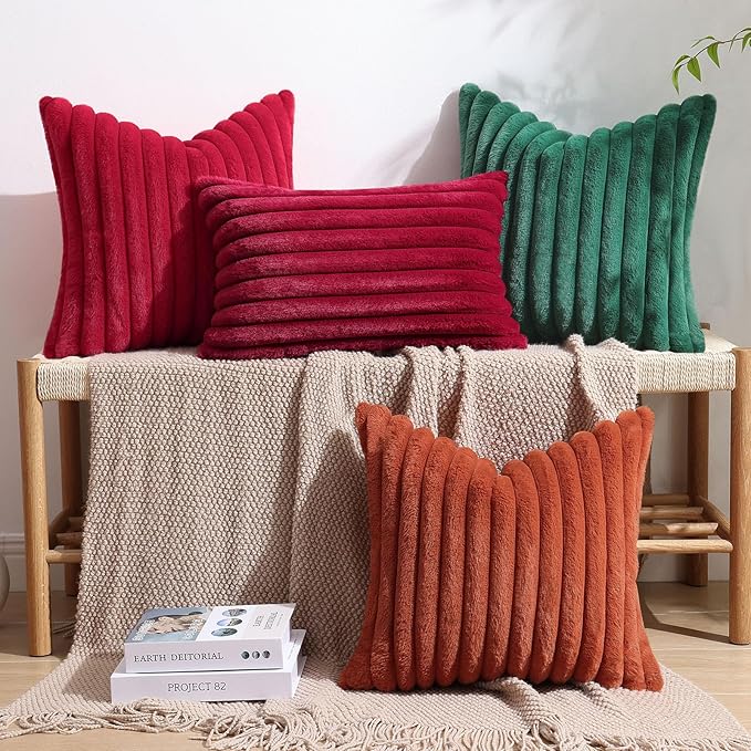 decorUhome Cozy Faux Fur Throw Pillow Covers 26x26 Set of 2 Decorative Soft - Image 8