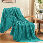 inhand Teal Fleece Twin Blanket, Super Soft Flannel Cozy Blankets - Image 5