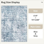 Area Rug 6x9 Abstract Rugs for Living Room 6 x 9 Washable Rugs Blue Non Slip - Image 5