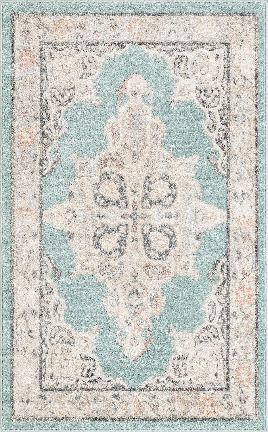 Unique Loom Parker Collection Area Rug - Merakli (3' 3" x 5' 3" Rectangle, Aqua/ Beige)