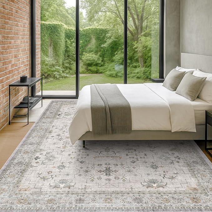 Hazo Haus Boho Light Grey Living Room Rug 10x12 - Image 3