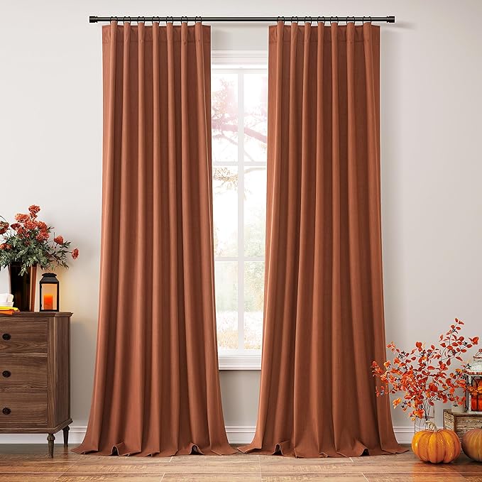 Guken Terracotta 100% Blackout Curtains 120 Inch Length 2 Panels Set Fall - Image 2