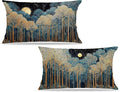 Rustic William Morris Inspired Forest Green Moon Decor Pillow Covers 12x20 Set by Unknown