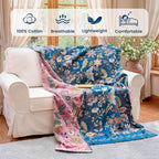 MSGKV Boho Throw Blanket for Couch 50"x60" 100% Cotton Floral Blanket Spring - Image 2
