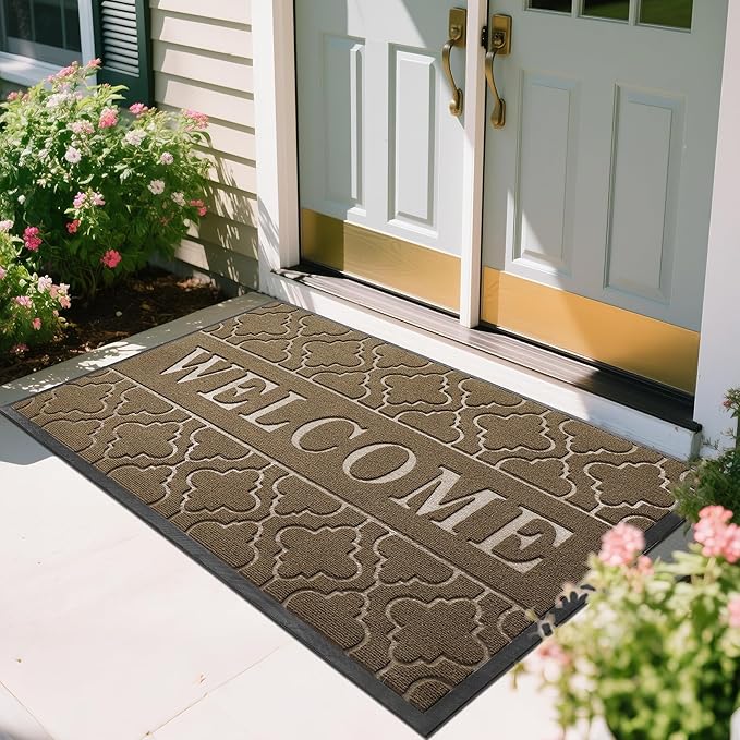 Yimobra Welcome Mat Outdoor Indoor, All-Season Waterproof Front Door Mat by Yimobra