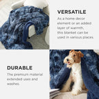 Bedsure GentleSoft Fluffy Tie Dye Navy Blue Blankets Queen Size - Image 4