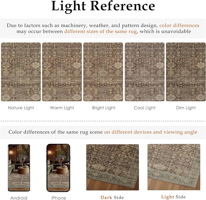 5x7 Washable Area Rug for Living Room Bedroom Vintage Rust Red Soft Low Pile - Image 6